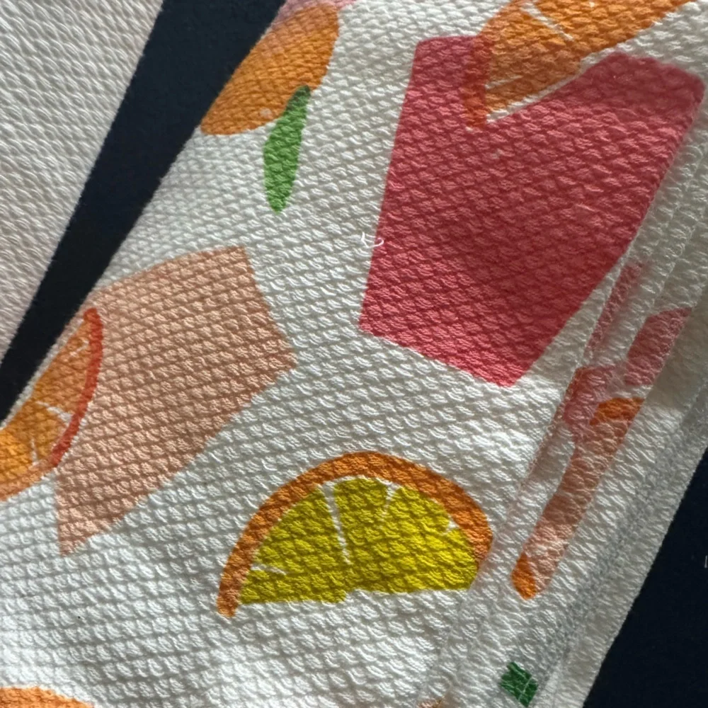 Kate Spade Colorful Fruit & drinks Print Towel-set of 2! 100% cotton FUN FUN FUN